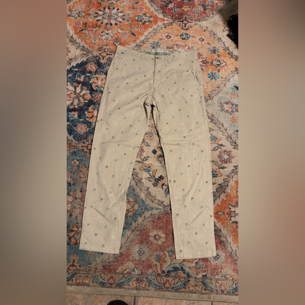 Denim & Flower Light Khaki Patterned Chinos